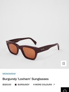 Paul Smith Deep Burgundy Rectangular Sunglasses